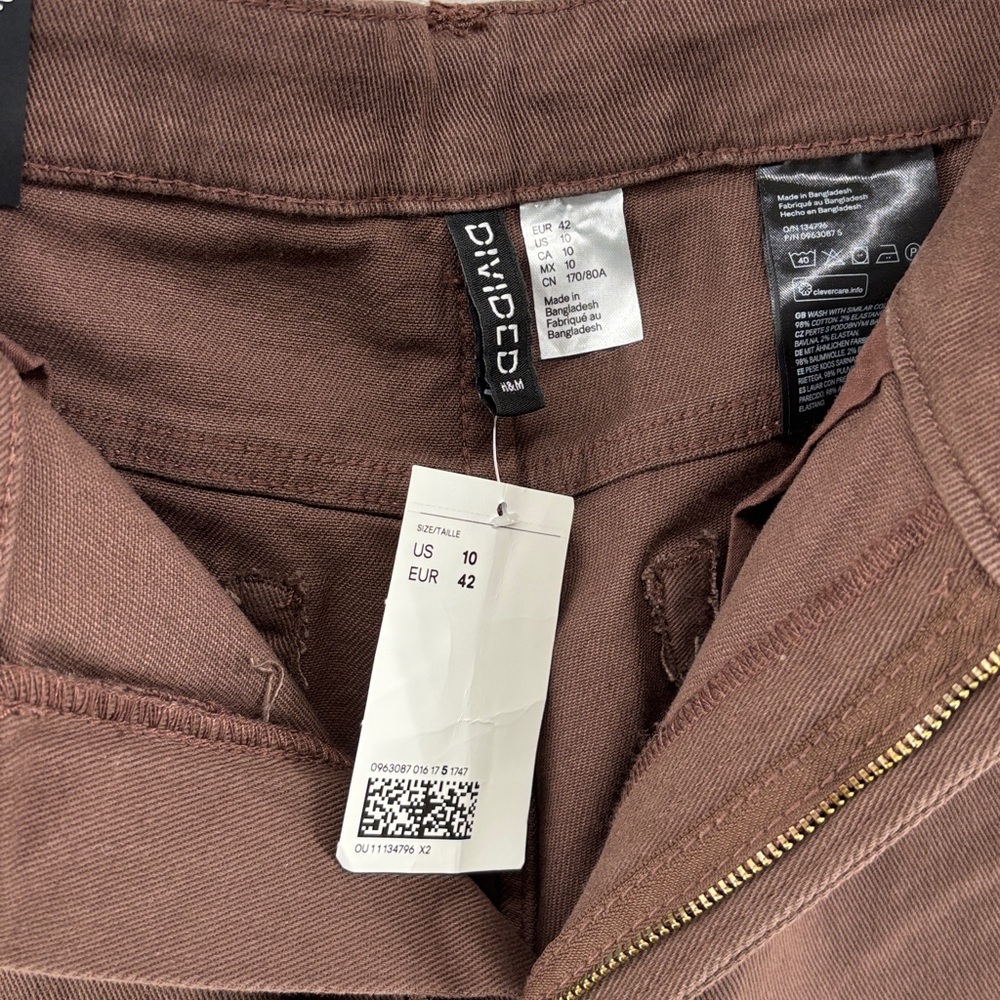 NWT Divided by H&M Wide Leg High Rise Brown Denim Jeans Size 10 - Picture 2 of 8